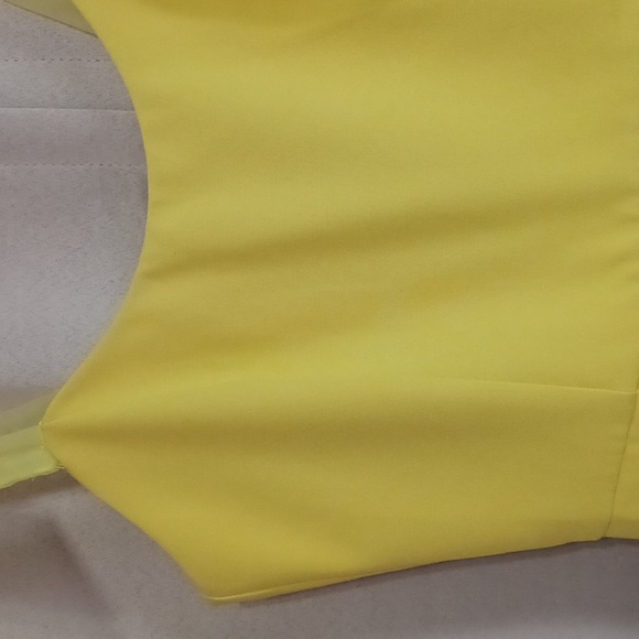 Adelyn Rae Gia Ribbon Strap Mini Dress Yellow, Organza Tie Shoulder Detail - Picture 4 of 14